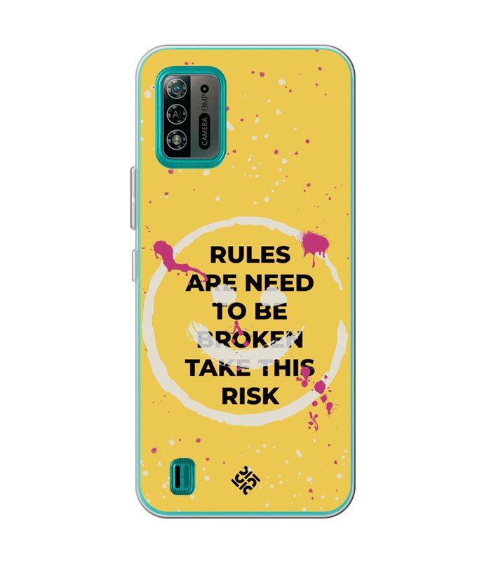 Funda para [ ZTE Blade A52 Lite ] Dibujo Frases Guays [ Smile - Rules Are Need  To Be Broken Take This Risk ] 
