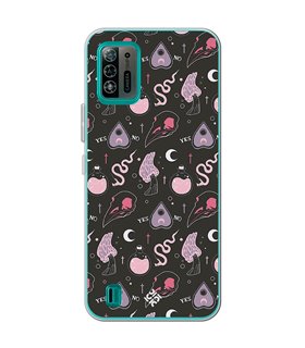 Funda para [ ZTE Blade A52 Lite ] Dibujo Gotico [ Diseño Brujería en Tonos Pastel y Fondo Negro ] de Silicona