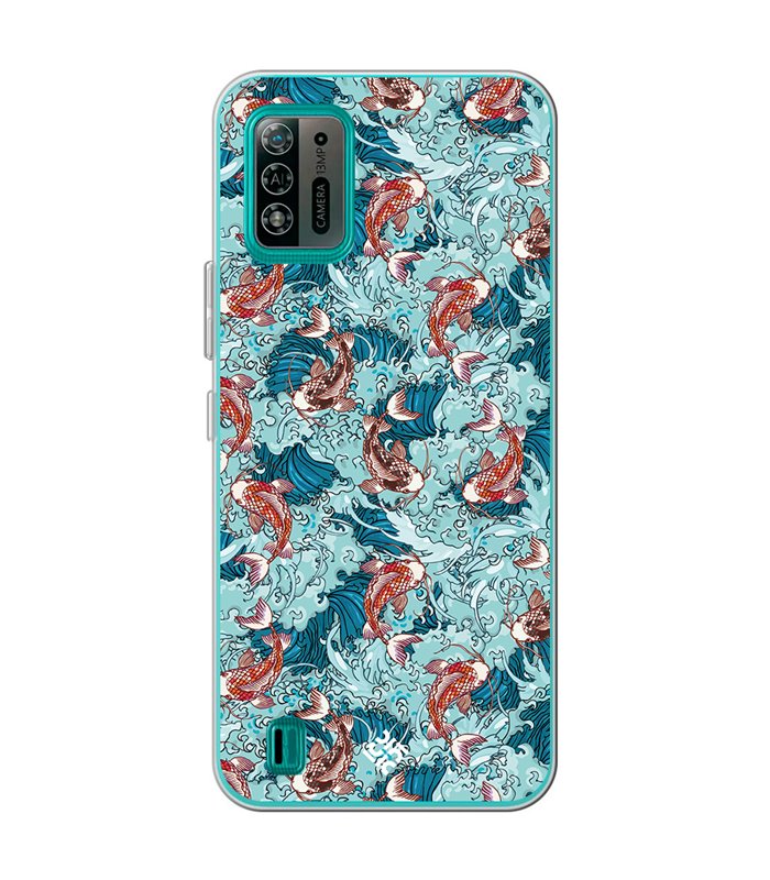 Funda para [ ZTE Blade A52 Lite ] Dibujo Japones [ Peces Koi ] de Silicona Flexible para Smartphone 