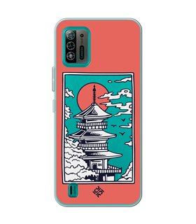 Funda para [ ZTE Blade A52 Lite ] Dibujo Japones [ Pagoda con Fondo Transparente Japonesa ] de Silicona Flexible