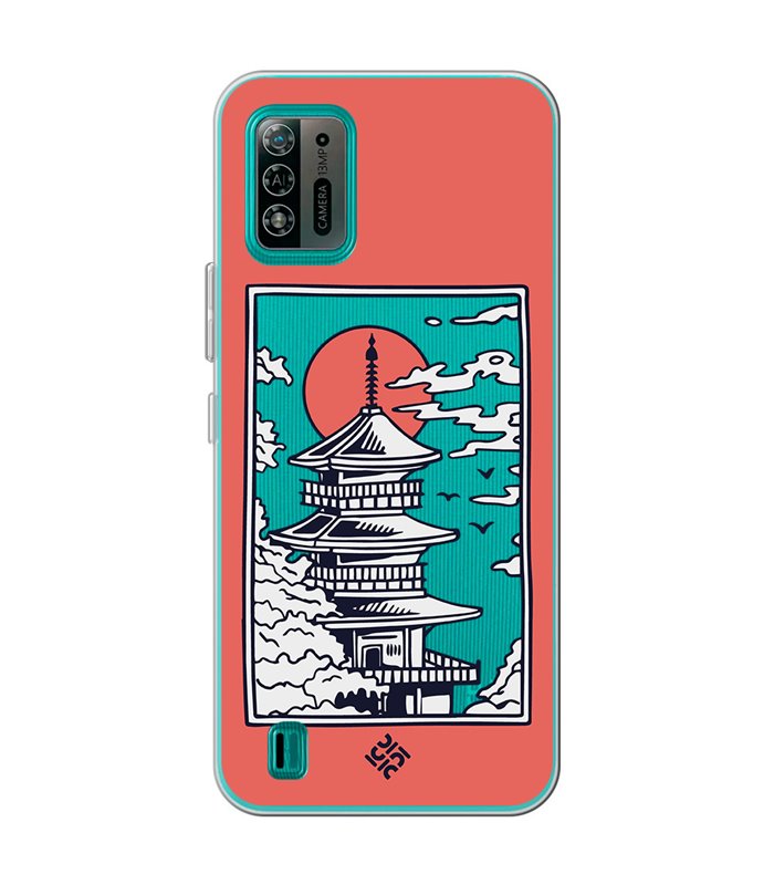 Funda para [ ZTE Blade A52 Lite ] Dibujo Japones [ Pagoda con Fondo Transparente Japonesa ] de Silicona Flexible