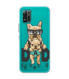 Funda para [ ZTE Blade A52 Lite ] Dibujo Mascotas [ Perro Bulldog - Best Dad Ever ] de Silicona Flexible