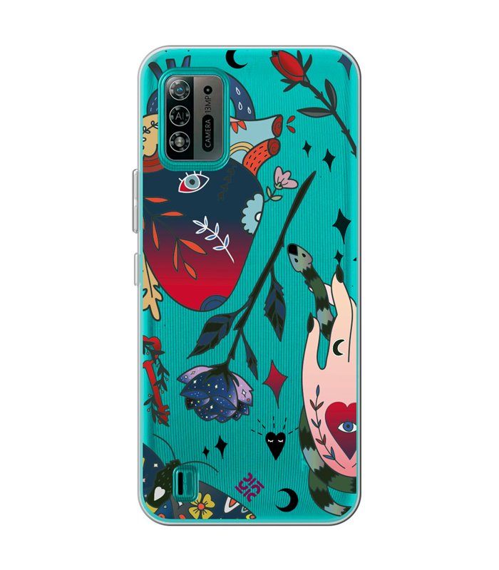 Funda para [ ZTE Blade A52 Lite ] Dibujo Tendencias [ Doodle Tatuaje Esotérico ] de Silicona