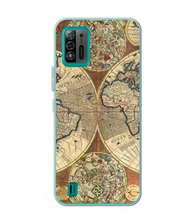 Funda para [ ZTE Blade A52 Lite ] Dibujo Auténtico [ Antiguo Mapa Mundi ] de Silicona Flexible