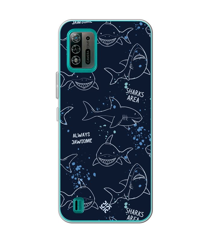 Funda para [ ZTE Blade A52 Lite ] Dibujo Auténtico [ Sharks Area ] de Silicona Flexible para Smartphone