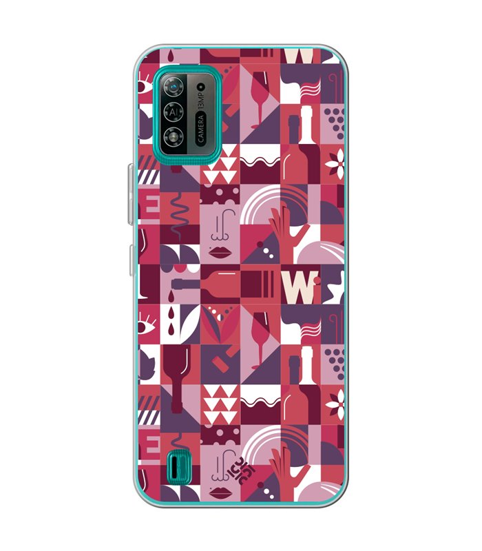 Funda para [ ZTE Blade A52 Lite ] Dibujo Auténtico [ Collage Vino ] de Silicona Flexible