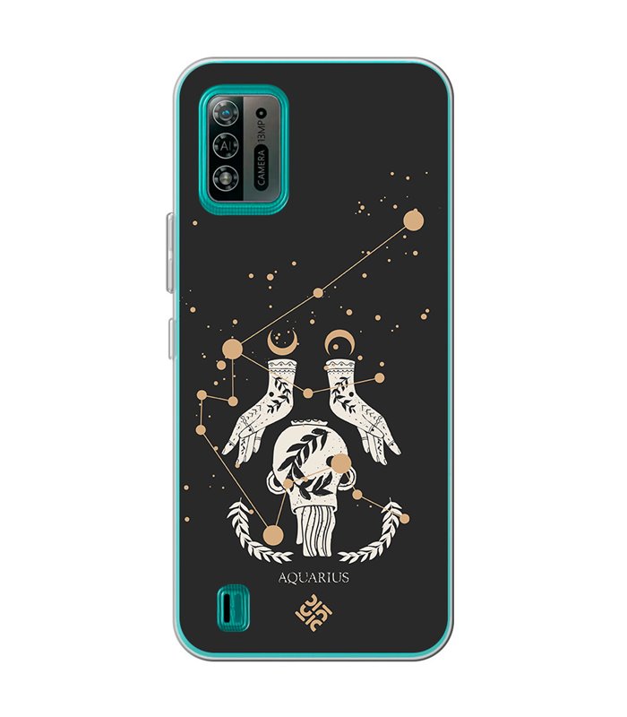 Funda para [ ZTE Blade A52 Lite ] Dibujo Zodiaco [ Signo Zodiacal - Acuario ] de Silicona Flexible para Smartphone 