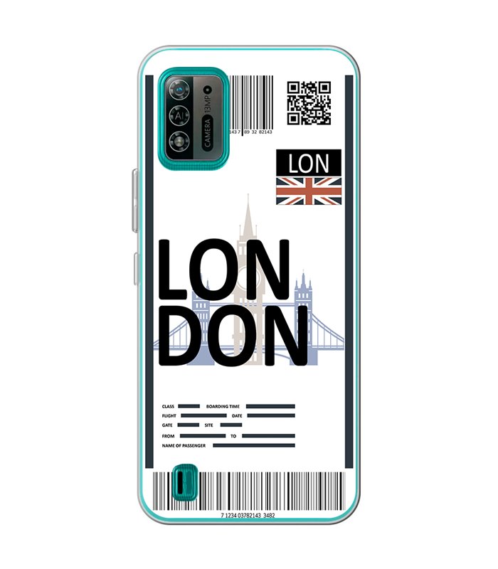 Funda para [ ZTE Blade A52 Lite ] Billete de Avión [ London ] de Silicona Flexible para Smartphone 