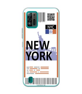 Funda para [ ZTE Blade A52 Lite ] Billete de Avión [ New York ] de Silicona Flexible para Smartphone 