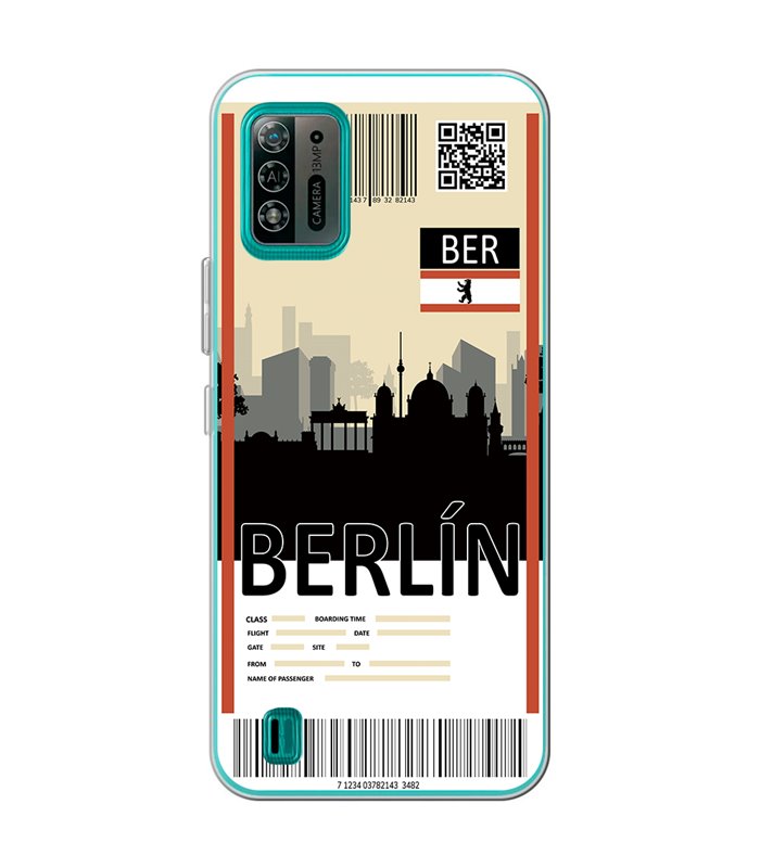 Funda para [ ZTE Blade A52 Lite ] Billete de Avión [ Berlín ] de Silicona Flexible para Smartphone 