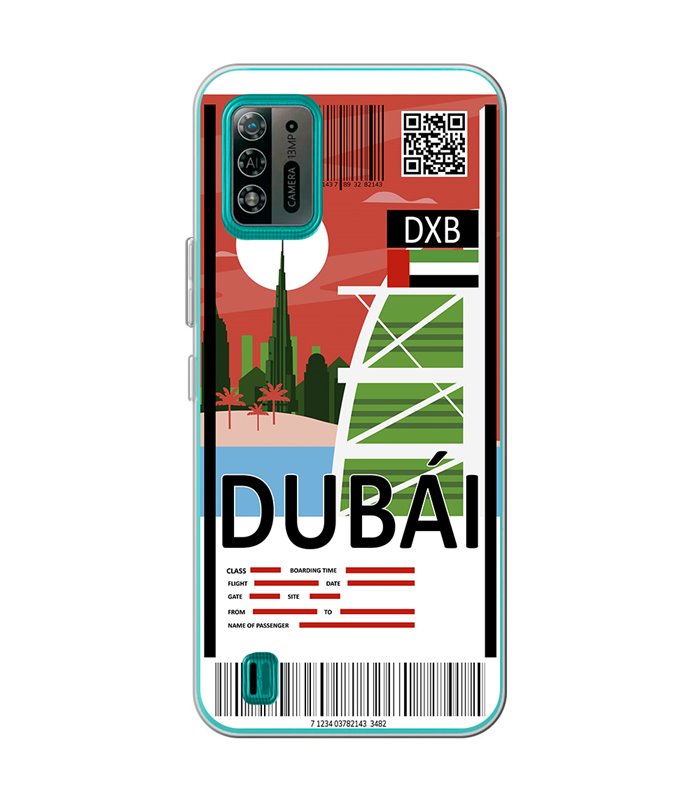 Funda para [ ZTE Blade A52 Lite ] Billete de Avión [ Dubái ] de Silicona Flexible para Smartphone 