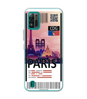 Funda para [ ZTE Blade A52 Lite ] Billete de Avión [ París ] de Silicona Flexible para Smartphone 