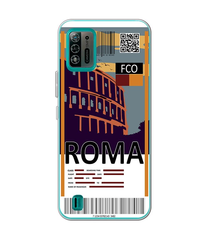 Funda para [ ZTE Blade A52 Lite ] Billete de Avión [ Roma ] de Silicona Flexible para Smartphone 