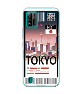 Funda para [ ZTE Blade A52 Lite ] Billete de Avión [ Tokio ] de Silicona Flexible para Smartphone 