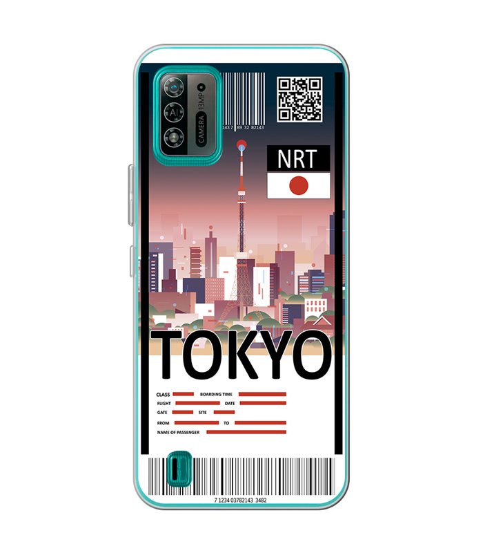 Funda para [ ZTE Blade A52 Lite ] Billete de Avión [ Tokio ] de Silicona Flexible para Smartphone 