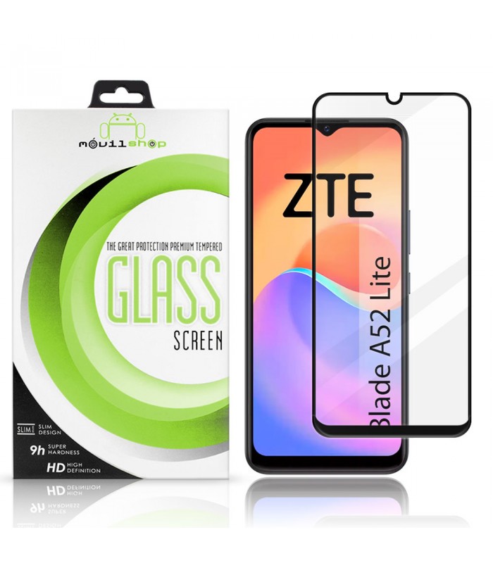 Protector de pantalla completo para ZTE Blade A52 Lite - Cristal templado Full Glue con borde Negro