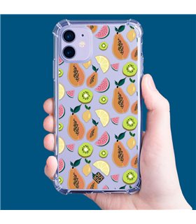 Funda Antigolpe [ iPhone 14 ] Dibujo Auténtico [ Frutas- Papaya, Sandía, Kiwis y Limones ] Esquina Reforzada Silicona 