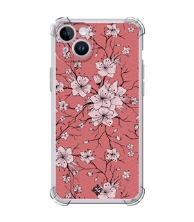 Funda Antigolpe [ iPhone 14 ] Dibujo Botánico [ Flores sakura con patron japones ] Esquina Reforzada Silicona 1.5mm