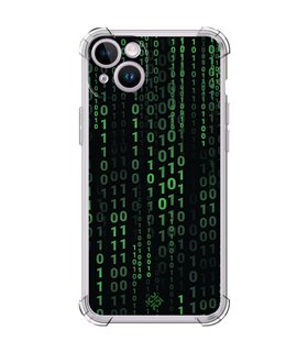 Funda Antigolpe [ iPhone 14 ] Cine Fantástico [ Números Binarios Matrix ] Esquina Reforzada Silicona 1.5mm Transparente
