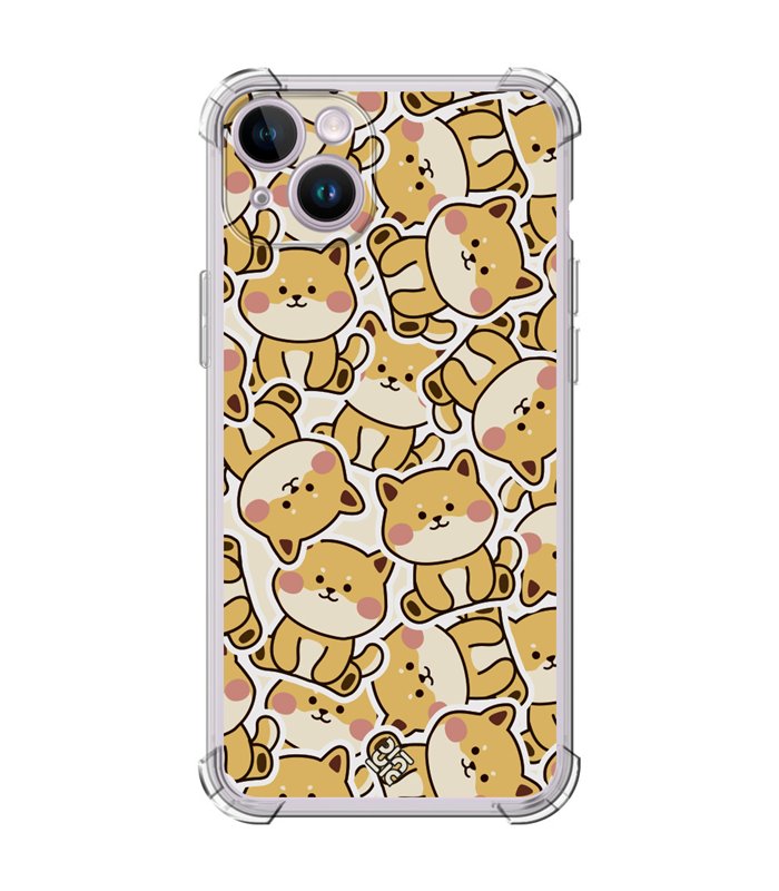 Funda Antigolpe [ iPhone 14 ] Dibujo Cute [ Pegatinas Perrito Shiba ] Esquina Reforzada Silicona 1.5mm Transparente