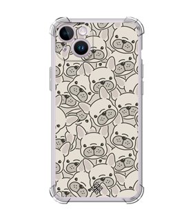 Funda Antigolpe [ iPhone 14 ] Dibujo Cute [ Pegatinas Perrito Bulldog Frances ] Esquina Reforzada Silicona 1.5mm