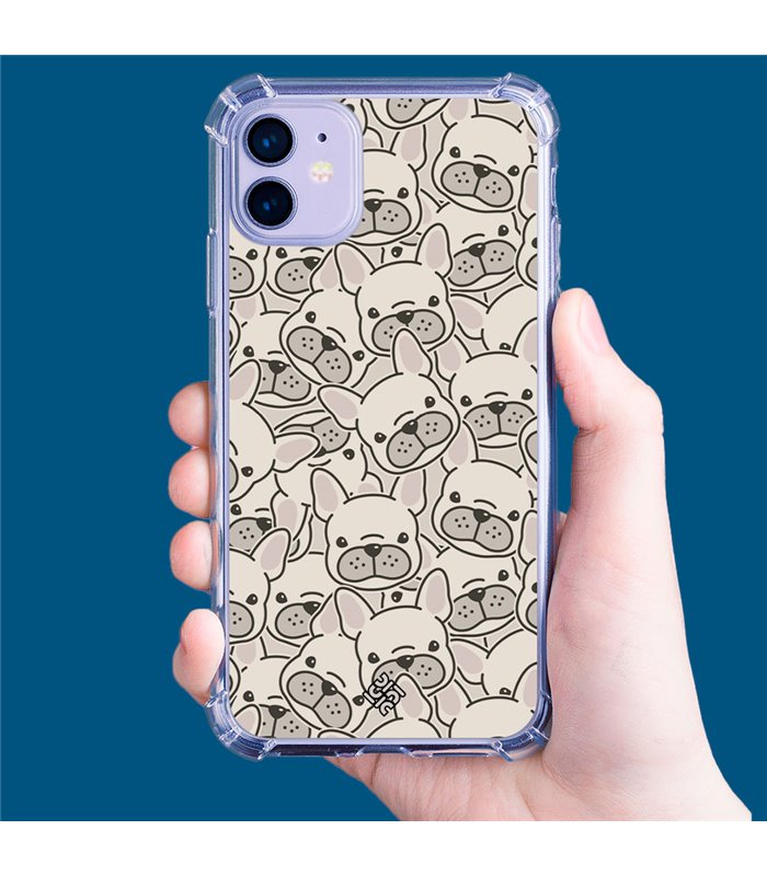 Funda Antigolpe [ iPhone 14 ] Dibujo Cute [ Pegatinas Perrito Bulldog Frances ] Esquina Reforzada Silicona 1.5mm