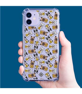 Funda Antigolpe [ iPhone 14 ] Dibujo Cute [ Perro Bulldog de la Suerte ] Esquina Reforzada Silicona 1.5mm Transparente