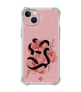 Funda Antigolpe [ iPhone 14 ] Dibujo Esotérico [ Tentación Floral - Rosas con Serpientes ] Esquina Reforzada Silicona 1.5mm