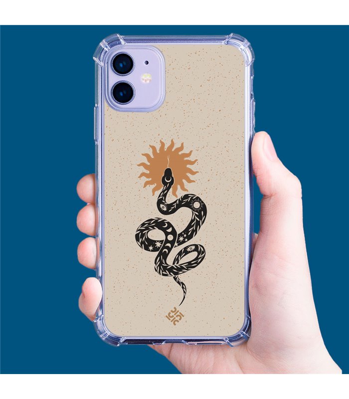 Funda Antigolpe [ iPhone 14 ] Dibujo Esotérico [ Serpiente Esotérica y Signo Solar ] Esquina Reforzada Silicona 1.5mm