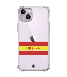 Funda Antigolpe [ iPhone 14 ] Dibujo Auténtico [ I Love España ] Esquina Reforzada Silicona 1.5mm Transparente