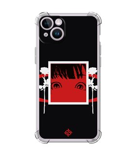 Funda Antigolpe [ iPhone 14 ] Dibujos Frikis [ Mirada Anime, Manga Rojo Intenso ] Esquina Reforzada Silicona 1.5mm