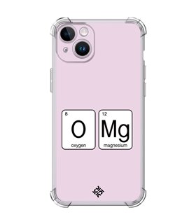 Funda Antigolpe [ iPhone 14 ] Dibujo Frases Guays [ Oxigeno + Magnesio - OMG ] Esquina Reforzada Silicona 1.5 Transparente