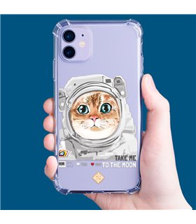 Funda Antigolpe [ iPhone 14 ] Dibujo Mascotas [ Gato Astronauta - Take Me To The Moon ] Esquina Reforzada Silicona 1.5mm