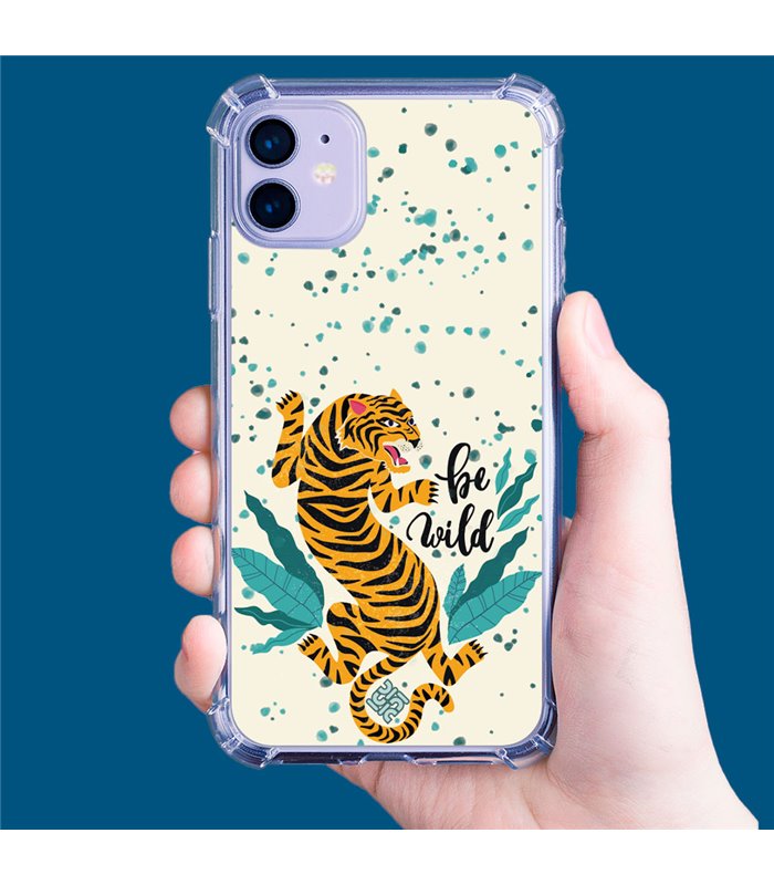 Funda Antigolpe [ iPhone 14 ] Dibujo Tendencias [ Tigre - Be Wild ] Esquina Reforzada Silicona 1.5mm Transparente