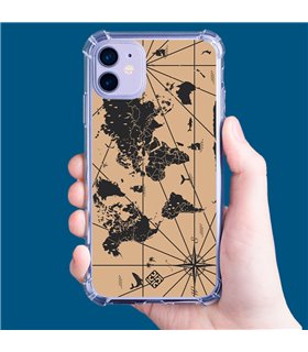 Funda Antigolpe [ iPhone 14 ] Dibujo Auténtico [ Mapa Mundi ] Esquina Reforzada Silicona 1.5mm Transparente