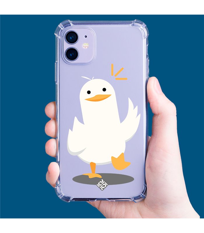 Funda Antigolpe [ iPhone 14 ] Dibujo Auténtico [ Pato Caminando ] Esquina Reforzada Silicona 1.5mm Transparente