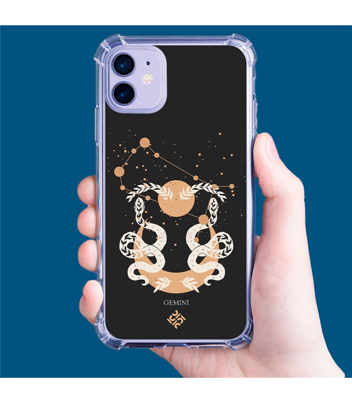 Funda Antigolpe [ iPhone 14 ] Dibujo Zodiaco [ Signo Zodiacal - Geminis ] Esquina Reforzada Silicona 1.5mm Transparente