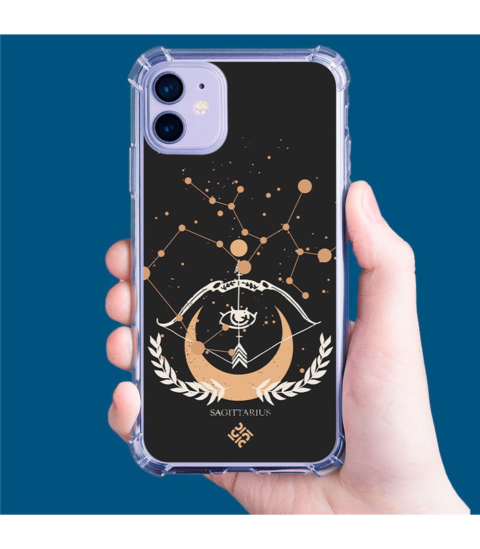 Funda Antigolpe [ iPhone 14 ] Dibujo Zodiaco [ Signo Zodiacal - Sagitario ] Esquina Reforzada Silicona 1.5mm Transparente
