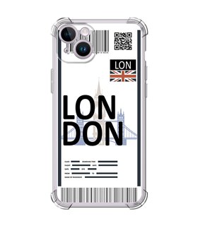 Funda Antigolpe [ iPhone 14 ] Billete de Avión [ London ] Esquina Reforzada Silicona 1.5mm Transparente