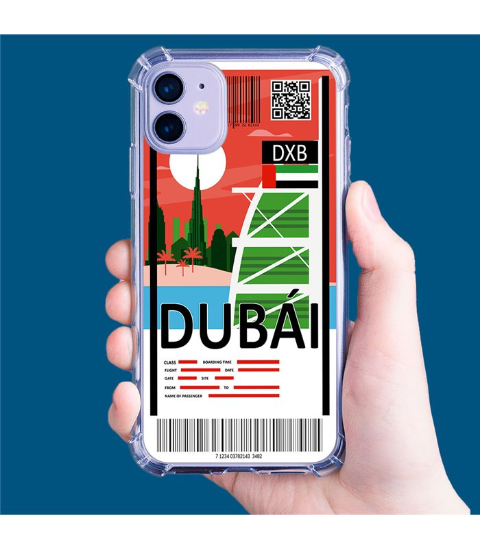 Funda Antigolpe [ iPhone 14 ] Billete de Avión [ Dubái ] Esquina Reforzada Silicona 1.5mm Transparente