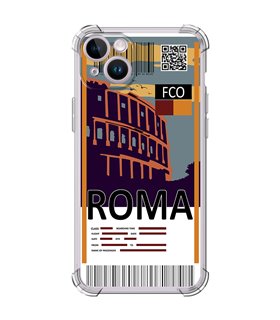 Funda Antigolpe [ iPhone 14 ] Billete de Avión [ Roma ] Esquina Reforzada Silicona 1.5mm Transparente