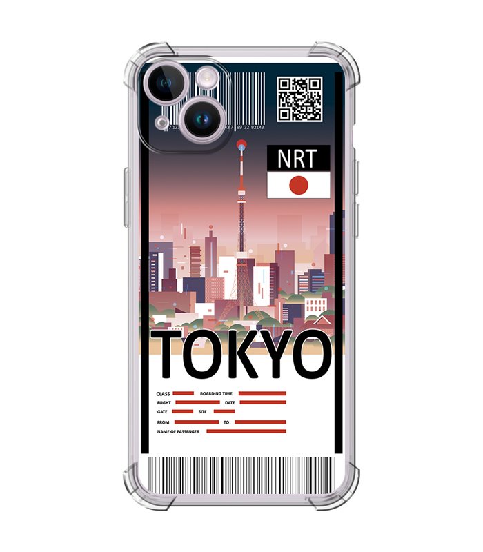Funda Antigolpe [ iPhone 14 ] Billete de Avión [ Tokio ] Esquina Reforzada Silicona 1.5mm Transparente