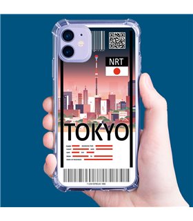 Funda Antigolpe [ iPhone 14 ] Billete de Avión [ Tokio ] Esquina Reforzada Silicona 1.5mm Transparente