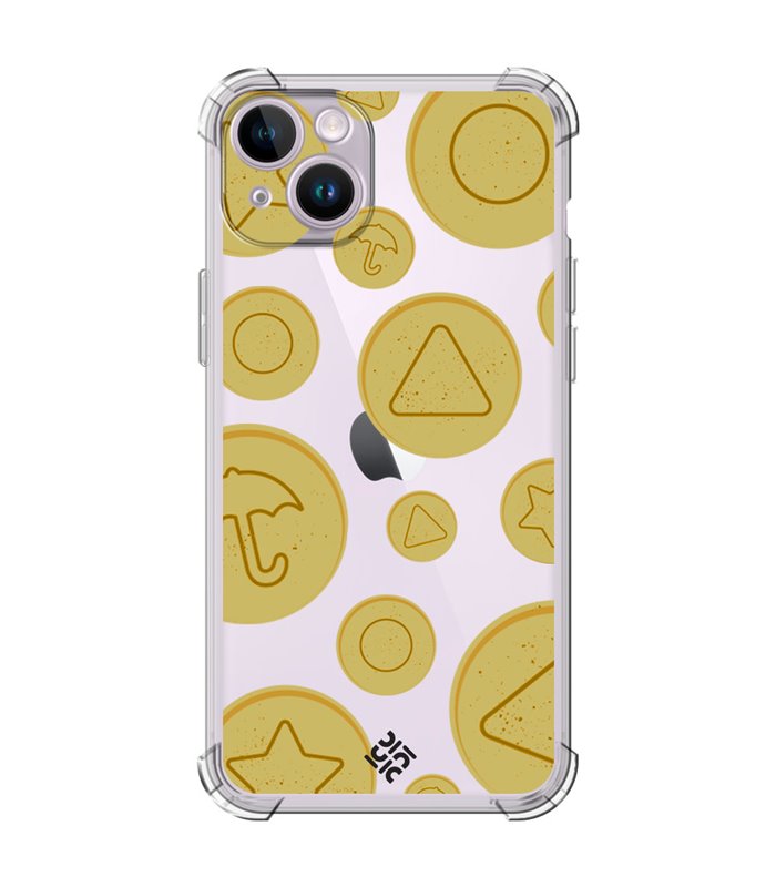 Funda Antigolpe [ iPhone 14 ] Squid Game [Galletas Dalgona Candy] Esquina Reforzada Silicona 1.5mm Transparente
