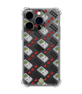 Funda Antigolpe [ iPhone 14 Pro ] Dibujo Auténtico [ Consola Retro - Game Over ] Esquina Reforzada Silicona 1.5mm Transparente