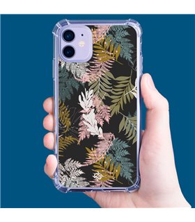Funda Antigolpe [ iPhone 14 Pro ] Dibujo Botánico [ Diseño de hojas ] Esquina Reforzada Silicona 1.5mm Transparente