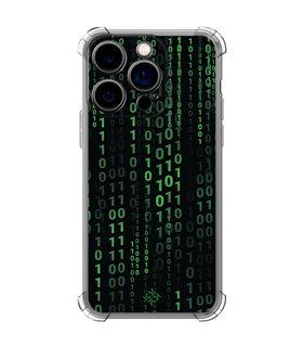 Funda Antigolpe [ iPhone 14 Pro ] Cine Fantástico [ Números Binarios Matrix ] Esquina Reforzada Silicona 1.5mm Transparente