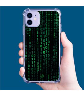 Funda Antigolpe [ iPhone 14 Pro ] Cine Fantástico [ Números Binarios Matrix ] Esquina Reforzada Silicona 1.5mm Transparente