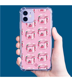 Funda Antigolpe [ iPhone 14 Pro ] Dibujo Cute [ Brick Leche de Fresa ] Esquina Reforzada Silicona 1.5mm Transparente