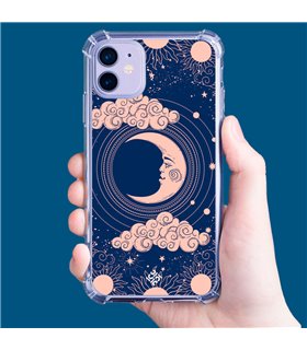 Funda Antigolpe [ iPhone 14 Pro ] Dibujo Esotérico [ Luna Creciente - Dibujo Místico Astrologico ] Esquina Reforzada Silicona